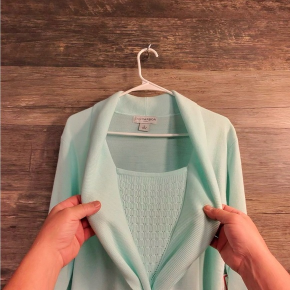 Sag Harbor Light Green Mint Pastel Cardigan Sweater - Picture 4 of 11
